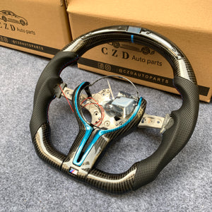 CZD Autoparts For BMW f series M1 M2 M3 M4 carbon fiber steering wheel with Japanese LED