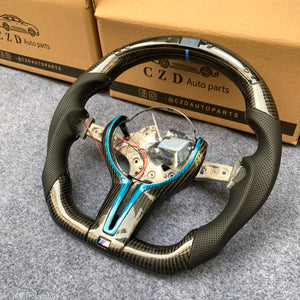 CZD Autoparts For BMW M2 F87 M3 F80 M4 F82 carbon fiber steering wheel with Japanese LED