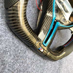 CZD Autoparts for BMW M5 F10 M6 F12 F13 carbon fiber steering wheel with blue stripe line