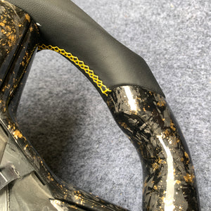 Tesla Model 3 2017/2018/2019/2020 carbon fiber steering wheel from CZD with forged CF with gold flakes