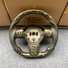 Load image into Gallery viewer, Tesla Model 3 2017/2018/2019/2020 carbon fiber steering wheel from CZD with forged CF with gold flakes