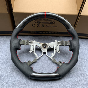 CZD Autoparts For Toyota HiAce 2014-2018 carbon fiber steering wheel black perforated leather sides