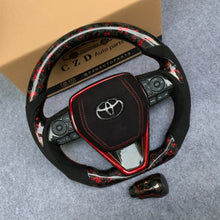 Load image into Gallery viewer, CZD Autoparts for Toyota Avalon 2019-2022 carbon fiber steering wheel gloss forged carbon fiber with red flakes top and bottom