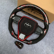 Load image into Gallery viewer, CZD Autoparts for Toyota Avalon 2019-2022 carbon fiber steering wheel gloss forged carbon fiber with red flakes top and bottom