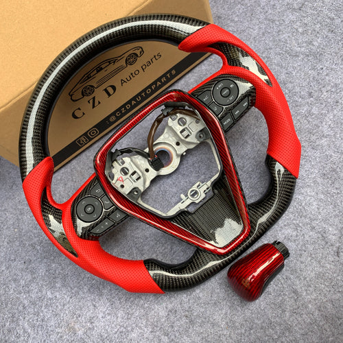 CZD For 8th 2018/2019/2020/2021 Toyota camry/SE/XSE/TRD carbon fiber steering wheel with red stitching