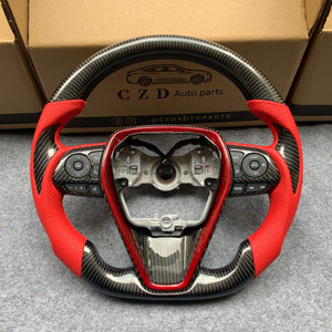 CZD For 8th Gen 2018/2019/2020/2021 Toyota Camry/SE/XSE/TRD carbon fiber steering wheel with perforated leather sides