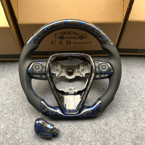 CZD For 8th Gen 2018/2019/2020/2021 Toyota Camry/SE/XSE/TRD carbon fiber steering wheel with perforated leather sides