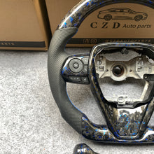 Load image into Gallery viewer, CZD For 8th Gen 2018/2019/2020/2021 Toyota Camry/SE/XSE/TRD carbon fiber steering wheel with forged carbon fiber with blue flakes top&amp;bottom&amp;trim