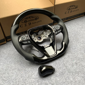 CZD For 8th Gen 2018/2019/2020/2021 Toyota Camry/SE/XSE/TRD carbon fiber steering wheel with smooth leather sides