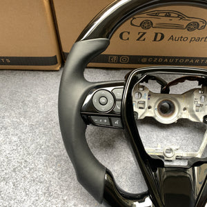 CZD For 8th Gen 2018/2019/2020/2021 Toyota Camry/SE/XSE/TRD carbon fiber steering wheel with piano black top&bottom&trim