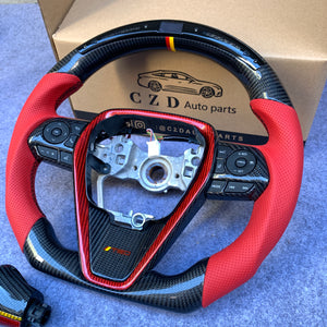 CZD For 8th Gen 2018/2019/2020/2021 Toyota Camry/SE/XSE/TRD carbon fiber steering wheel with perforated leather