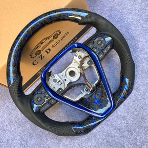 CZD For 8th 2018/2019/2020/2021 Toyota Camry SE/XSE/TRD carbon fiber steering wheel with round top，flat bottom