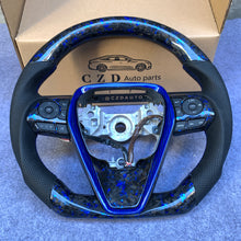 Load image into Gallery viewer, CZD For 8th 2018/2019/2020/2021 Toyota Camry SE/XSE/TRD carbon fiber steering wheel with gloss forged carbon fiber with flakes top&amp;bottom&amp;trim