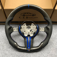 Load image into Gallery viewer, CZD Autoparts for BMW M1 M2 M3 M4 X5M X6M carbon fiber steering wheel gloss dark blue carbon fiber inner trim