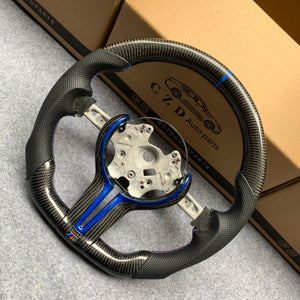 CZD Autoparts for BMW M1 M2 M3 M4 X5M X6M carbon fiber steering wheel gloss dark blue carbon fiber inner trim