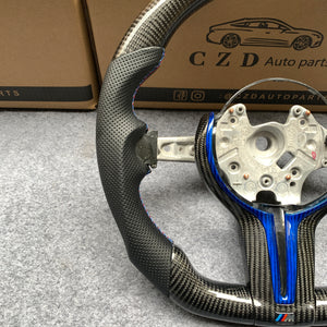 CZD Autoparts for BMW M5 F10 M6 F06 F12 F13 X5M F85 X6M F86 carbon fiber steering wheel round top and flat bottom