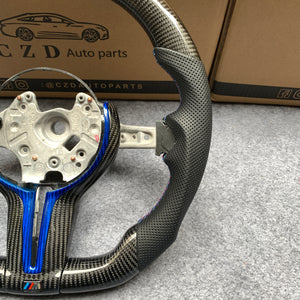 CZD Autoparts for BMW M1 M2 M3 M4 X5M X6M carbon fiber steering wheel gloss dark blue carbon fiber inner trim