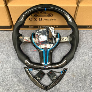 CZD Autoparts for BMW M1 M2 M3 M4 F80 F82 F83 carbon fiber steering wheel gloss black carbon fiber top, bottom and paddles