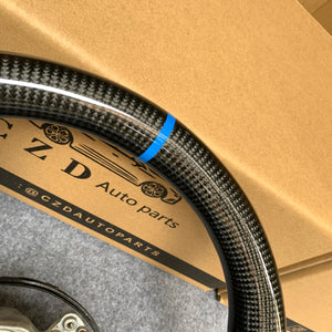 CZD Autoparts for BMW M5 F10 M6 F06 F12 F13 X5M F85 X6M F86 carbon fiber steering wheel blue carbon fiber inner trim and blue stripe