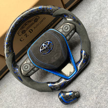 Load image into Gallery viewer, CZD Autoparts for Toyota Avalon 2018-2022 carbon fiber steering wheel gloss forged carbon fiber with blue flakes toyota badge