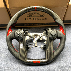 CZD Autoparts For Toyota Land Cruiser Prado 2009-2017 carbon fiber steering wheel print red “SRS” logo bottom