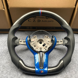 CZD Autoparts For BMW F83 M5 F10 M6 F06 F12 F13 carbon fiber steering wheel outer trim in gloss blue carbon fiber