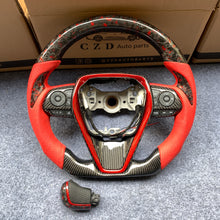 Load image into Gallery viewer, CZD Autoparts for Toyota 8th gen Camry se xse le xle 2018-2022 carbon fiber steering wheel gloss forged carbon fiber with red flakes top and bottom