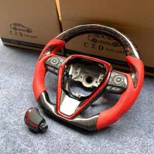 CZD For 8th Gen 2018/2019/2020/2021 Toyota Camry/SE/XSE/TRD carbon fiber steering wheel with perforated leather sides