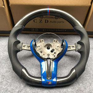 CZD Autoparts for BMW M1 M2 M3 M4 F80 F82 F83 carbon fiber steering wheel blue carbon fiber trim