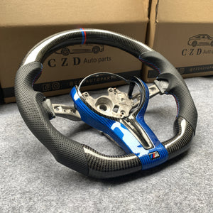 CZD Autoparts For BMW F83 M5 F10 M6 F06 F12 F13 carbon fiber steering wheel outer trim in gloss blue carbon fiber