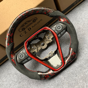 CZD For 8th Gen 2018/2019/2020/2021 Toyota Camry/SE/XSE/TRD carbon fiber steering wheel with forged carbon fiber with red powder top&bottom