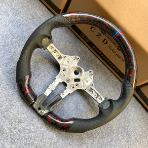 CZD Autoparts For BMW f series M1 M2 M3 M4 carbon fiber steering wheel gloss forged carbon fiber with red flakes