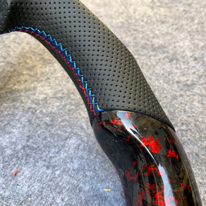 CZD Autoparts For BMW X5M X4 carbon fiber steering wheel gloss forged carbon fiber with red flakes trim