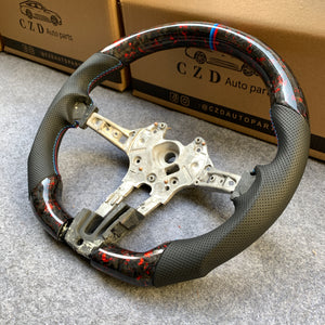 CZD Autoparts For BMW X5M X4 carbon fiber steering wheel gloss forged carbon fiber with red flakes trim