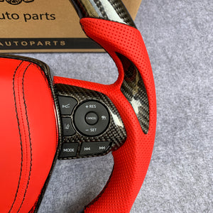 CZD Autoparts for Toyota 8th gen Camry se xse le xle 2018-2022 carbon fiber steering wheel  6MM red stripe  line at top