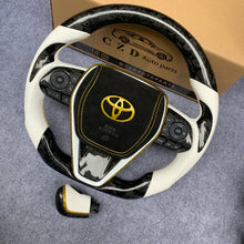 Load image into Gallery viewer, CZD Autoparts for Toyota 8th gen Camry se xse le xle 2018-2022 carbon fiber steering wheel gloss glod carbon fiber  toyota badge at airbag cover