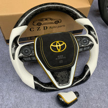 Load image into Gallery viewer, CZD Autoparts for Toyota 8th gen Camry se xse le xle 2018-2022 carbon fiber steering wheel gloss glod carbon fiber  toyota badge at airbag cover