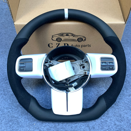 CZD auto parts For Jeep Wrangler 2011-2017 carbon fiber steering wheel with white trim