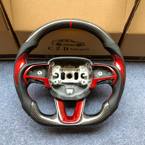 2015-2023 Dodge Charger carbon fiber steering wheel from CZD with red stripe line