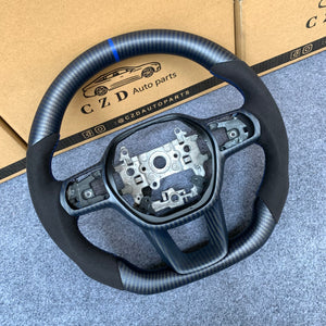CZD Autoparts For Honda 11th gen Civic carbon fiber steering wheel black alcantara sides