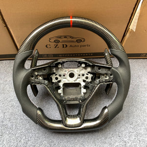 CZD Autoparts For Honda Insight 2019-2021 carbon fiber steering wheel gloss carbon fiber paddle shifters with white+/- signs