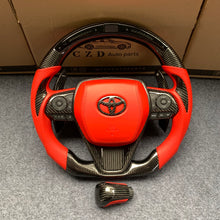 Load image into Gallery viewer, CZD auto parts for 2019-2022 Toyota 8th gen Camry se xse le xle/Avalon carbon fiber steering wheel with red perfortaed leather