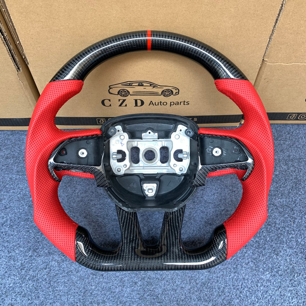 CZD 2015-2023 Dodge Challenger/Charger/Durango/SRT carbon fiber steering wheel with red