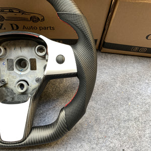 Tesla Model 3 2017/2018/2019/2020 carbon fiber steering wheel from CZD with white trim