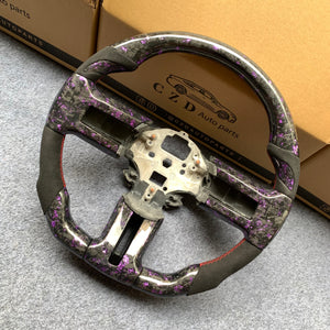 CZD Autoparts For Ford Mustang 2009-2014 carbon fiber steering wheel gloss forged carbon fiber with purple flakes top&bottom