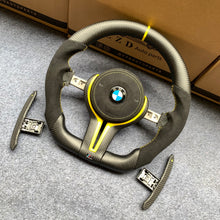 Load image into Gallery viewer, CZD Autoparts for  BMW M1 M2 M3 M4 F80 F82 F83  carbon fiber steering wheel Black Alcantara with yellow stripe