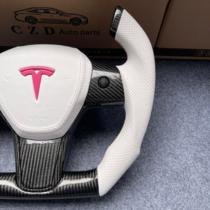 CZD Tesla Model 3 2017/2018/2019/2020 carbon fiber steering wheel FI shape