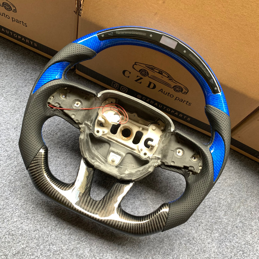 CZD Autoparts for Dodge Durango 2018-2021 carbon carbon fiber steering wheel blue carbon fibber thumb grips