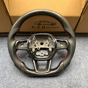 CZD Autoparts For Honda Civic 2021-2022 carbon fiber steering wheel gloss carbon fiber trim