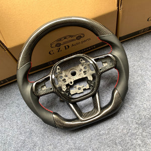 CZD Autoparts For Honda Civic 2021-2022 carbon fiber steering wheel gloss carbon fiber trim